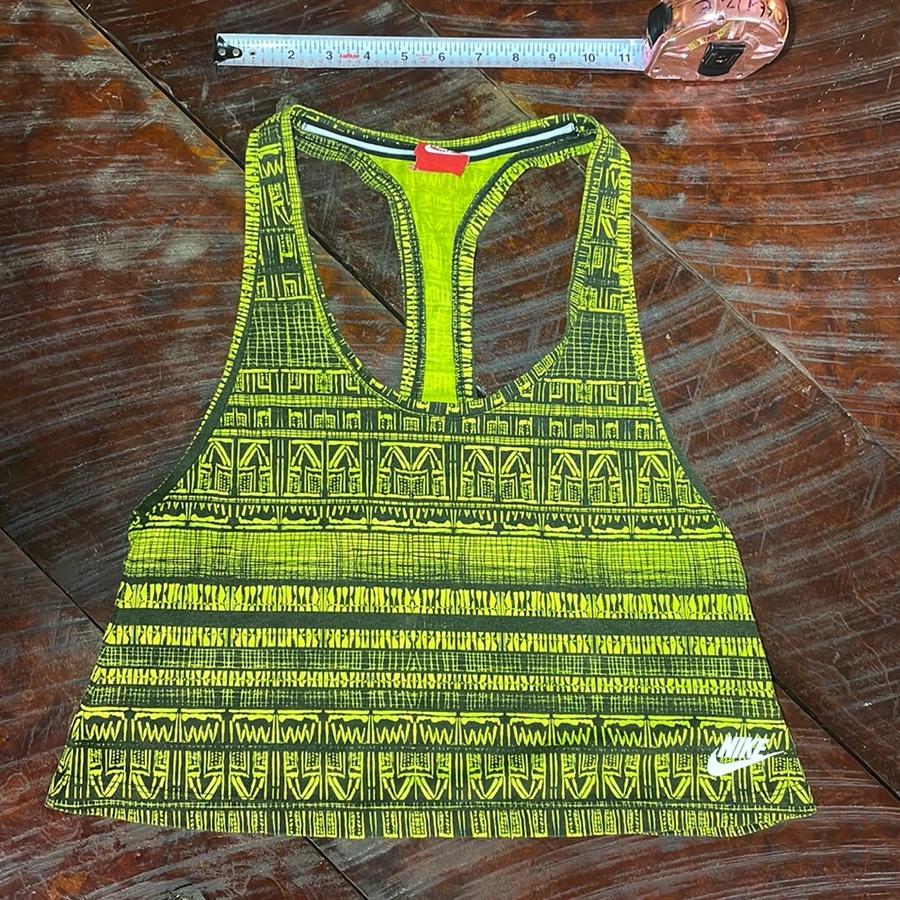 Nike Crop Razor Back Lime Green Workout Top